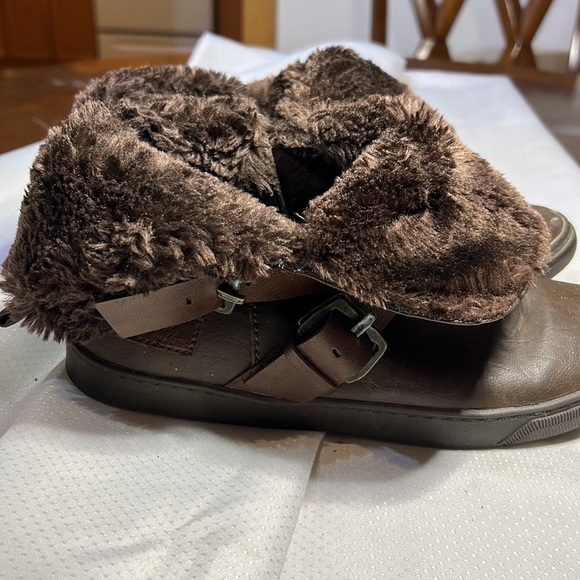 Blowfish Malibu Faux Fur Vegan Leather Boots Womens sz 8.5 Fold Down High Tops - Picture 7 of 8